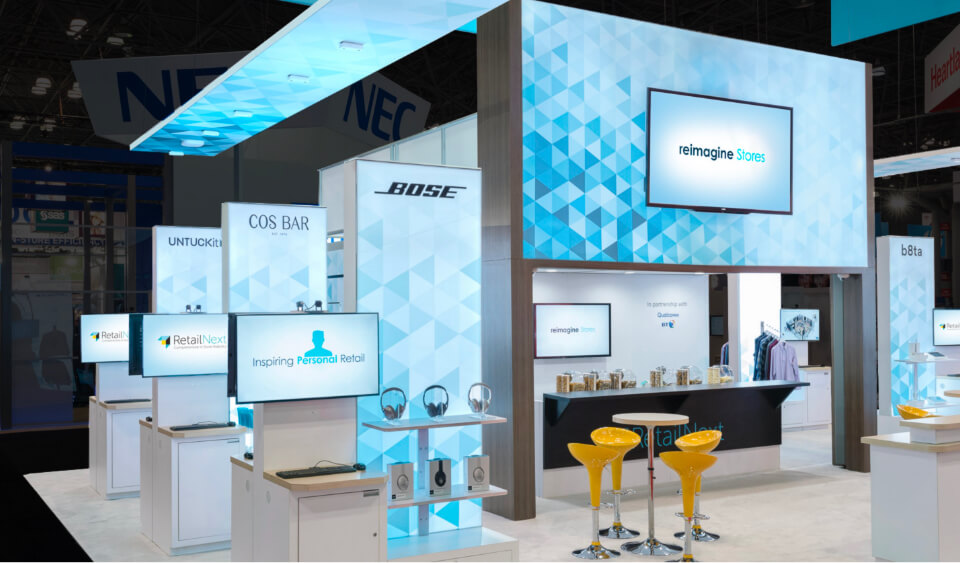 retail booth displaying products